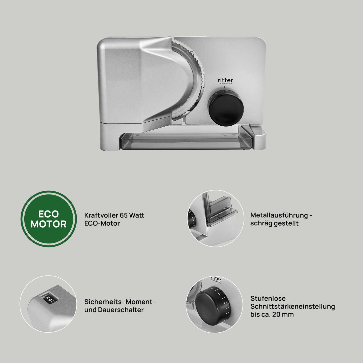 Allesschneider & Brotschneider Elektrisch – Metall, ECO-Motor, Silber