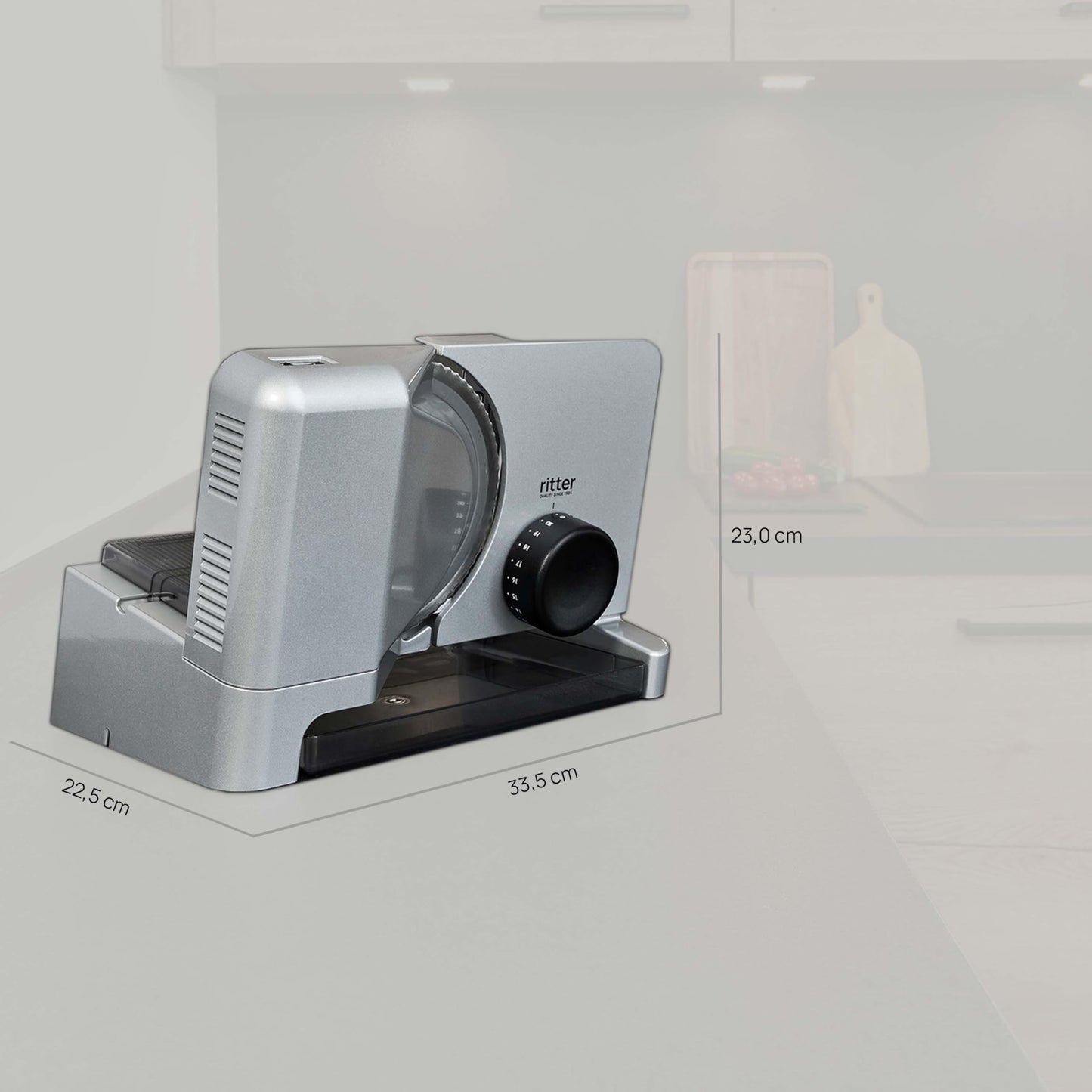 Allesschneider & Brotschneider Elektrisch – Metall, ECO-Motor, Silber