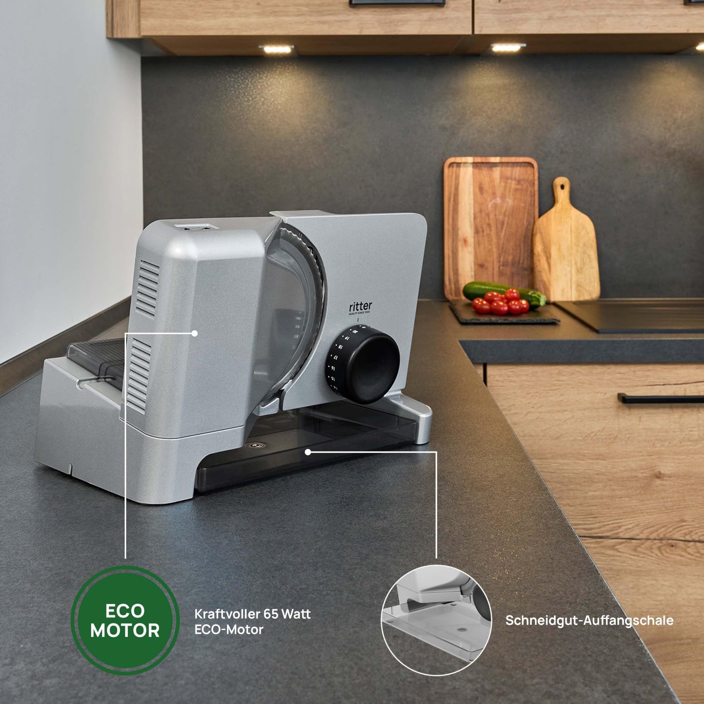 Allesschneider & Brotschneider Elektrisch – Metall, ECO-Motor, Silber